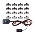 thumbnail image 6 of 16pcs Amber 2-LED 12V Car Truck Grille Dash Emergency Warning Hazard Strobe Light Bar Kit, 6 of 9