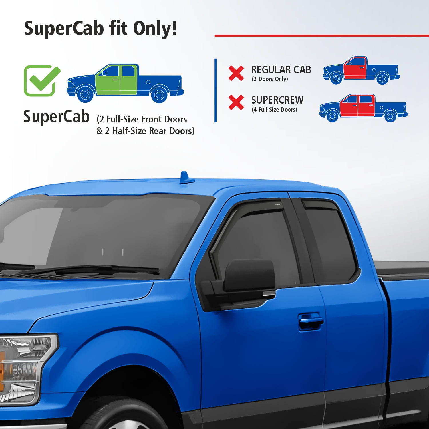 Goodyear Shatterproof in-Channel Window Deflectors for Ford F150 2015-2020 SuperCab (fit for Ford F250-F550 17-25) Rain Guards,Window Visors for Cars,Vent Deflector, Car Accessories,4pcs- GY003419LP