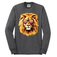 thumbnail image 2 of Lion With Sunglasses Animal Lover Mens Long Sleeve Shirt, Heather Black, X-Large, 2 of 3