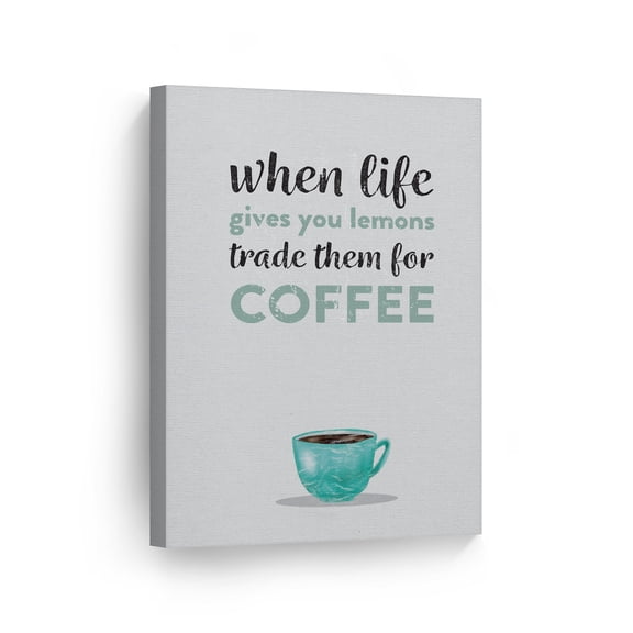 Smile Art Design When Life Gives You Lemons Trade Them For Coffee Quote Canvas Wall Art Print Coffee Sign Kitchen Decor Quote Inspirational Gift Farmhouse Decor Restaurant Office Coffee Shop 36x24