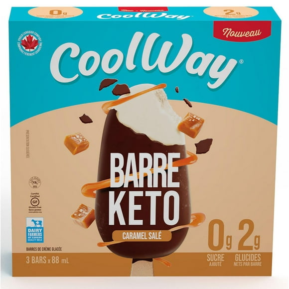 Barre Keto au caramel salé CoolWay Volume - 3 barres x 88 ml