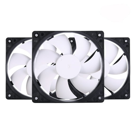 Pano-Mounts 120mm PC Computer Case Fan 12V 3Pin White Quiet CPU Case Cooling Fan for ITX Mining Rig Rack 3-Pack