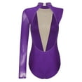 thumbnail image 3 of YONGHS Women's Single Long Sleeve Gymnastic Leotard Rhinestones Ballet Dance Bodysuit Unitards Purple S, 3 of 6