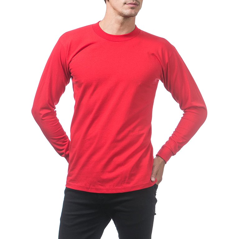 Pro Club Men's Heavyweight Cotton Long Sleeve Crew Neck T-Shirt