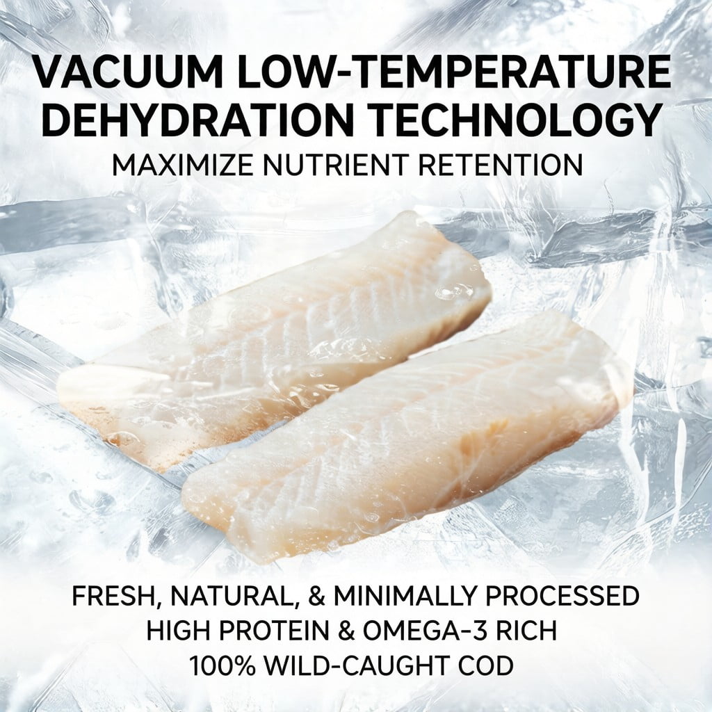 All-natural freeze-dried cod treats for dogs and cats. No artificial flavors, healthy and highly nutritious. Perfect snacks as training rewards for your beloved pets.1.8oz