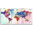 thumbnail image 6 of Original by BoxColors Large 30"x 60" 3 Panels 30x20 Ea Art Canvas Print Map world Watercolor Abstract Colorful Wall decor Home Office interior Decor (framed 1.5" depth), 6 of 6