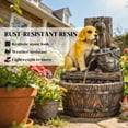 thumbnail image 6 of Outsunny Outdoor Fountain with 3-Tier Puppy Theme, LED Lights, Adjustable Flow, Resin Freestanding Garden Fountain, Rustic Brown, 6 of 9