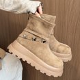 thumbnail image 4 of Xfvqtps Womens Suede Ankle Booties Flat Flatform Sole Comfortable Casual Shoes with Side Zipper Slip on Winter Fashion Boots Khaki, 4 of 9