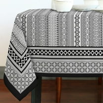 Rectangle Tablecloth - 60 x 84 Inch Black and White Tablecloth Classic Bohemia Printed Table Cover for Farmhouse Decoration, Suitable for Home, Kitchen Dining