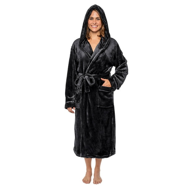 Pavilia Women Fleece Robe with Hood,Satin TrimLuxurious Soft Plush