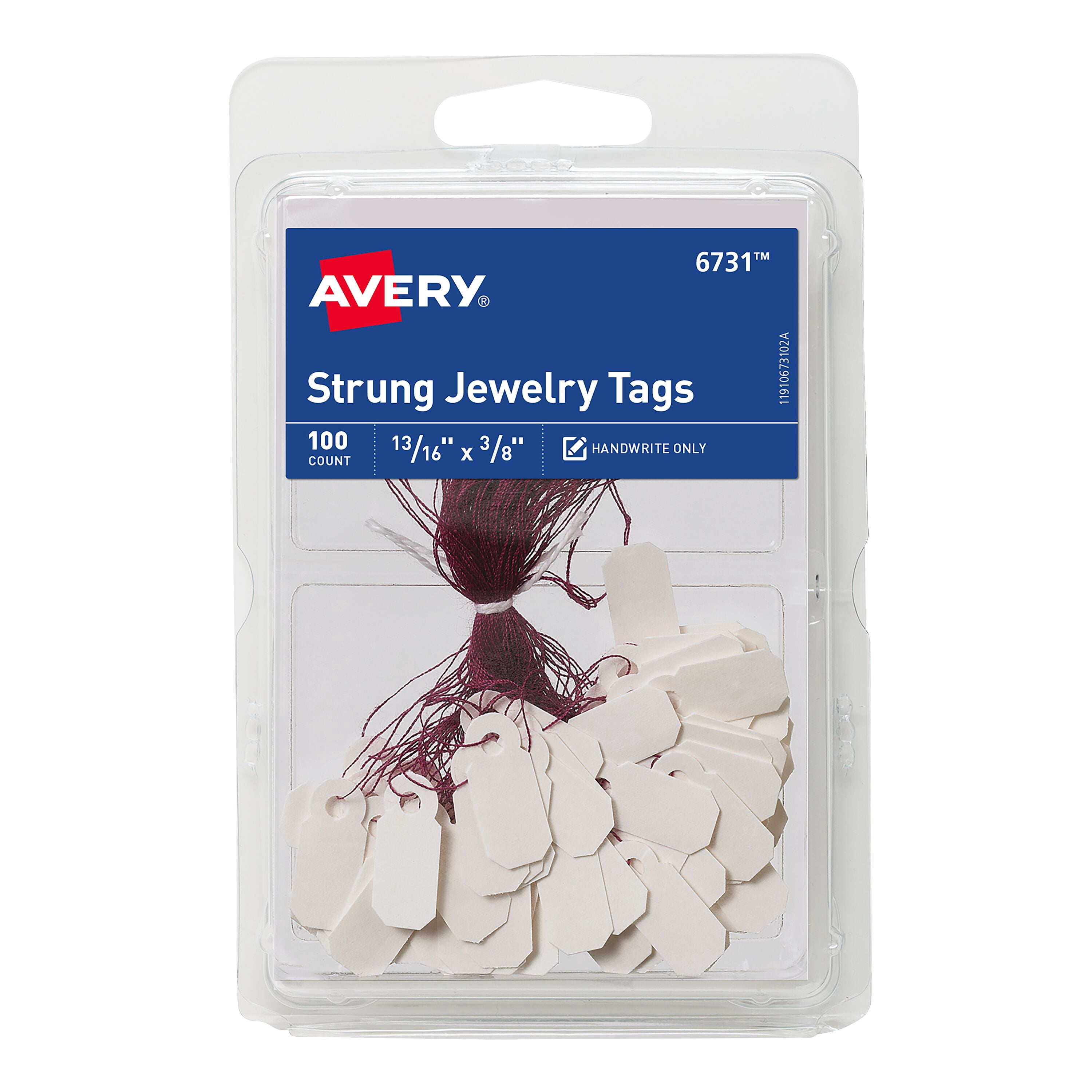 (2 pack) Avery Jewelry String Tag Labels, 13/16" x 3/8", White, 100 Count