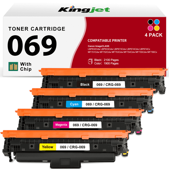 069 069H Toner Cartridge Compatible for Canon 069 069H CRG-069 Toner Cartridge for ImageCLASS MF753Cdw MF751Cdw LBP674Cdw LBP673Cdw Printer (4 Pack)