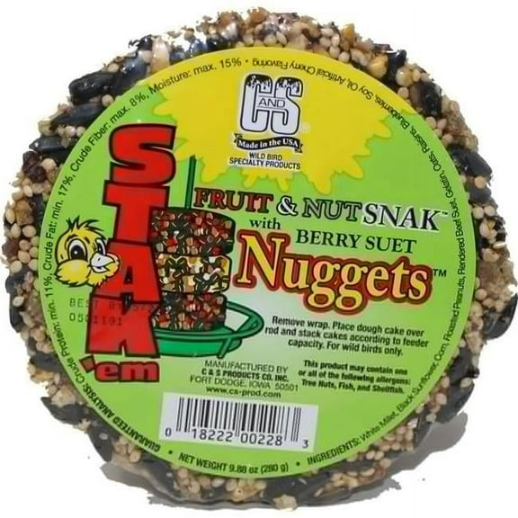 C & S Products CS06228 9.88 oz StakEm Fruit & Nut Snak with Berry Suet Nuggets