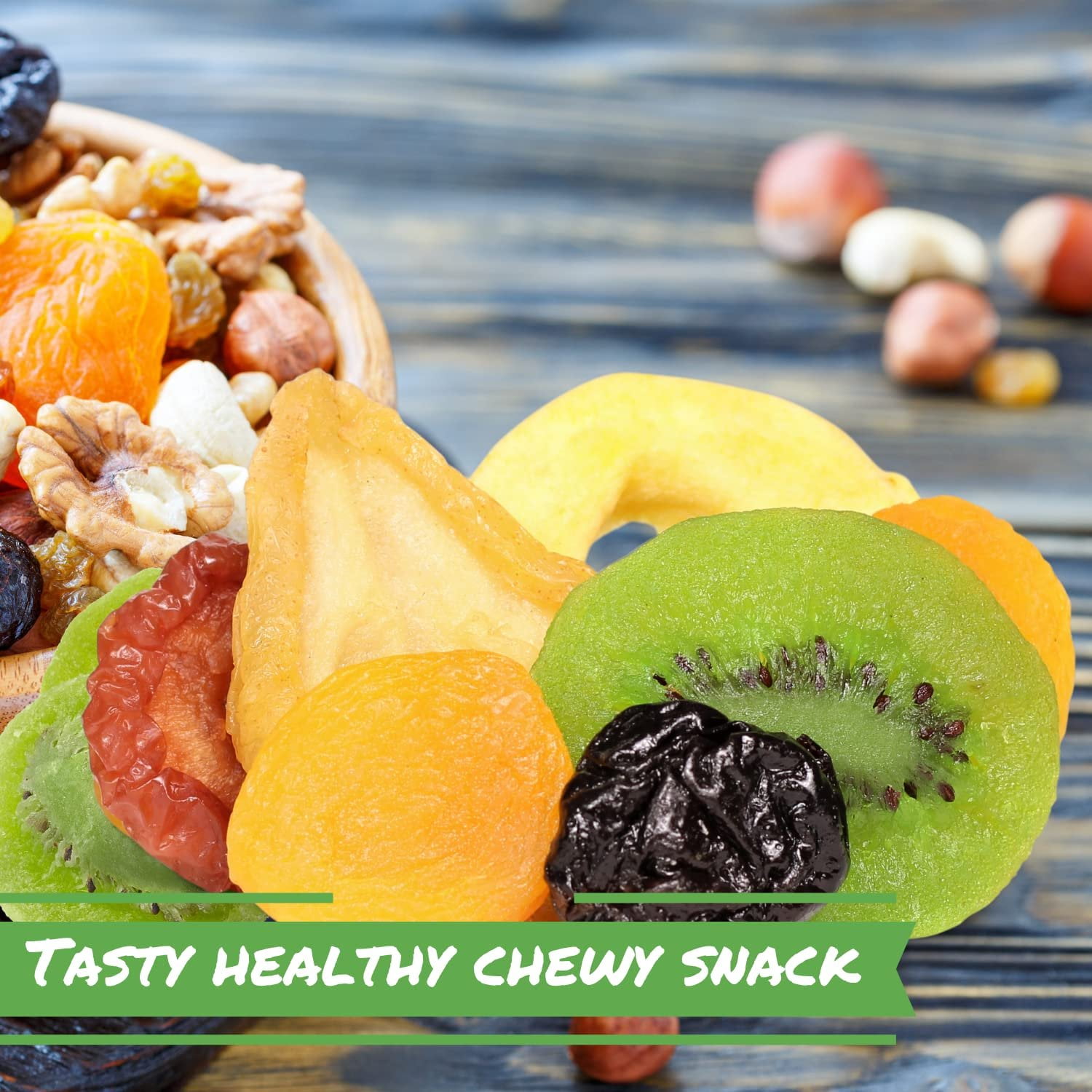 Dried Mixed Fruit with Prunes by It's Delish, 2 bs 32 Oz Bulk  Snack Mix of Prunes, Apricots, Plums, Apple Rings, Nectarines, Peaches, Pears, Kiwi Slices