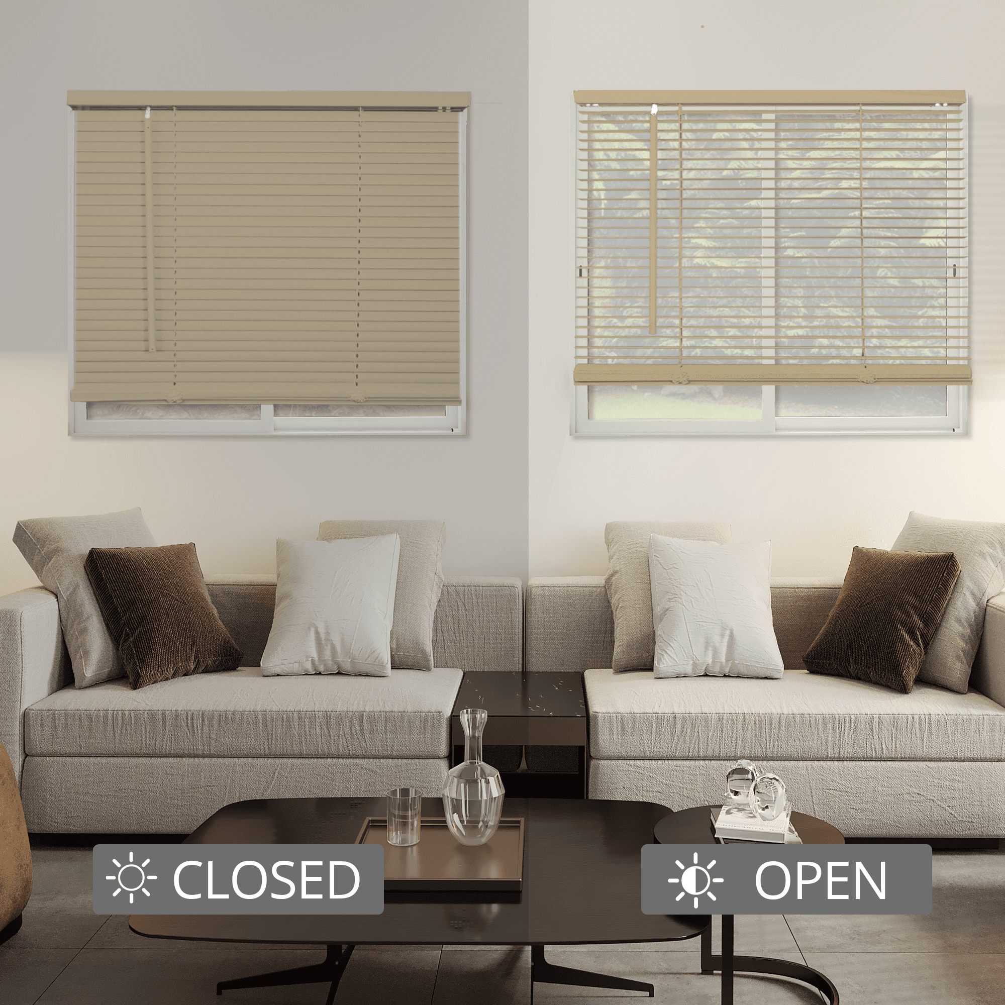 CHICOLOGY Cordless 1" Vinyl Mini Blinds Gloss Cappuccino (Room Darkening) 78"W X 36"H