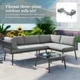 thumbnail image 5 of 3 Pieces Patio Furniture Set, All Weather Wicker Outdoor Patio Conversation Set PE Rattan L-Shaped Sofa Set with Cushions for Backyard, Poolside, Garden, Grey, 5 of 10