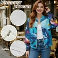 thumbnail image 6 of COEQINE Womens Zip Up Sweatshirt Jacket Relaxed Fit Fall Trendy Bomber Jacket with Pocket, Long Sleeve Cropped Coat Sweatshirts Baseball Outerwear, Large, Dolphin Ocean Coral, 6 of 7