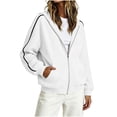 thumbnail image 4 of vdgthytj Sweatshirts for Women Full Zip Long Sleeve Drop Shoulder Side Striped Hooded Jackets Fall Winter Athleisure Outerwear with Pockets(X-Large,White), 4 of 7
