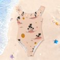 thumbnail image 3 of Girls Ruffled One Piece Swimsuit Summer Beach Vacation Swimwear Tank Swimsuit Palm Trees and Suns Pattern, 3 of 8
