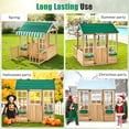 thumbnail image 6 of COCLUB Outdoor Playhouse, Wooden Playhouse for Kids Toddlers, Kids Playhouse with Kitchen/Fence/Awning/4 Planter Racks, Girls Boys Outdoor Toy Gift for Ages 3+, (49.5"W* 62.3"L), 6 of 9
