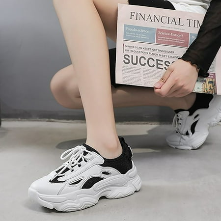 

Fashion Women Breathable Mesh Platform Sneakers Casual Old Shoes