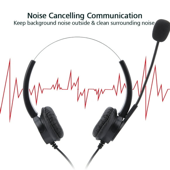 Bewinner RJ9 Call Center Headset - Noise Cancelling Function , Stretchable Headband,1.6m Long Cable - Telephone Headset With Microphone Can Plugged Into Call Box, Voip Net Call
