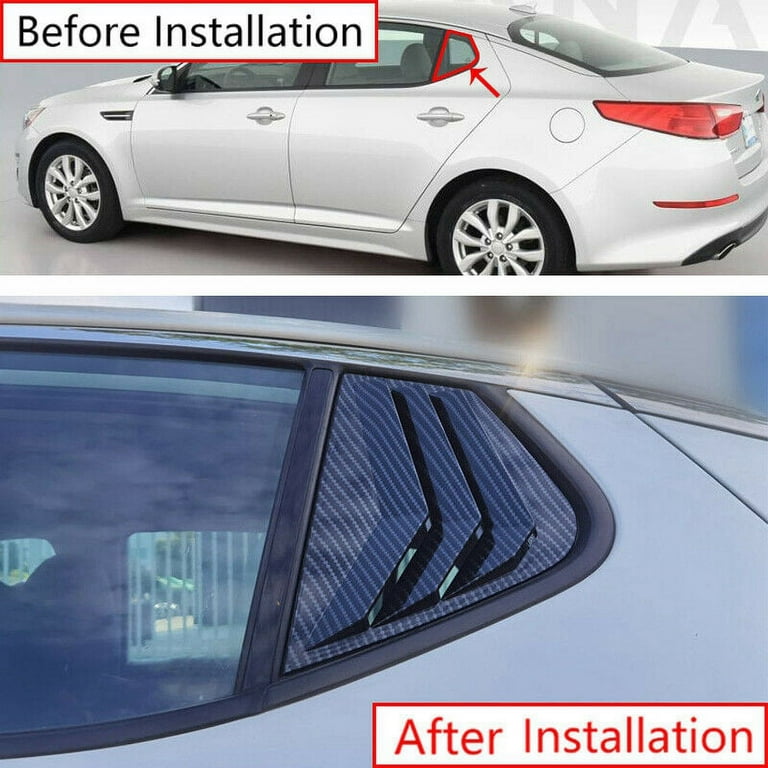 Glossy Black Rear Quarter Window Louvers For Kia Optima/K5 Sedan 2016-2020 - ABS Trim Panel Covers (Pair)