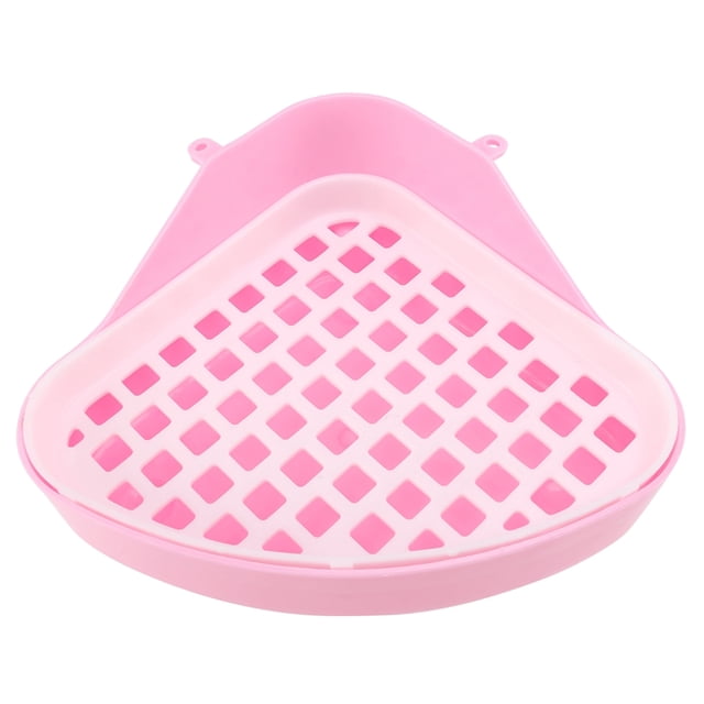 Baño de Conejo Bandeja Camada,Cuarto Para Animales Pequeños Orinal Esquina,Rincón Bandejas Domésticos Conejo,Hamster (Rosado)