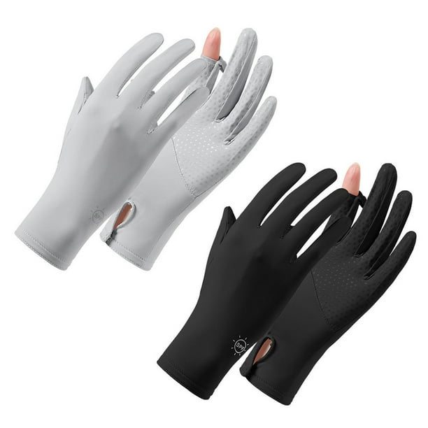 2 pares de guantes de protección solar para mujer, guantes transpirables para montar al aire libre en verano, sin dedos, antideslizantes, desmontables, con hebilla a presión design566