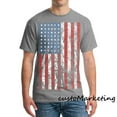 thumbnail image 2 of American Flag Vintage Print Design Men's T-Shirt Short Sleeve T-shirt Soft and Comfy Shirt, Lightweight Shirt Color Sport Gray X-Large, 2 of 3