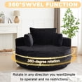 thumbnail image 6 of Leumius 55" Oversized Round Swivel Accent Chair,Upholstered Corduroy 360 Degree Swivel Chair for Living Room, Bedroom, Lounge and Projection Room,Black, 6 of 11