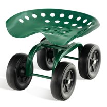 REKHH Garden Cart with Wheels, Utility Stool Cart with Adjustable 360 Degree Swivel Seat, Outdoor Lawn Yard Rolling Work Seat, Garden Scooter for Planting
