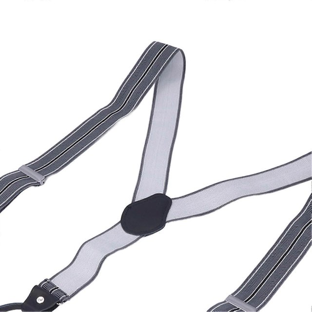 Suspenders Blue Striped High Elasticity Thick Adjustable Elastic Men's Suspenders