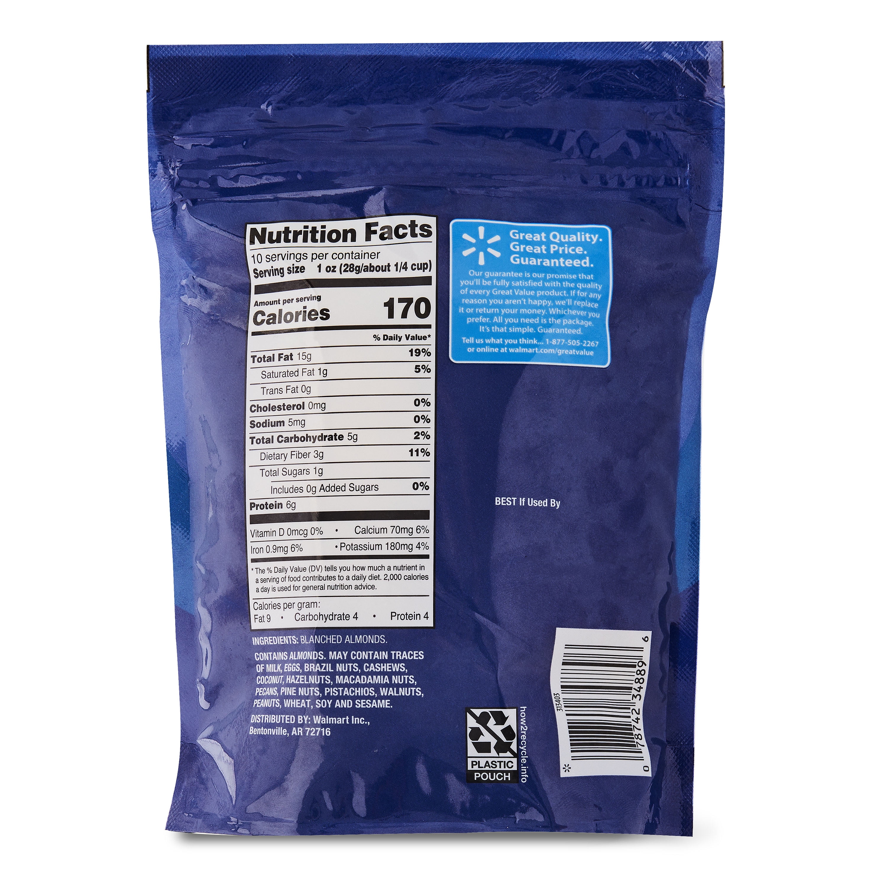 Great Value Blanched and Slivered Almonds, 10 oz