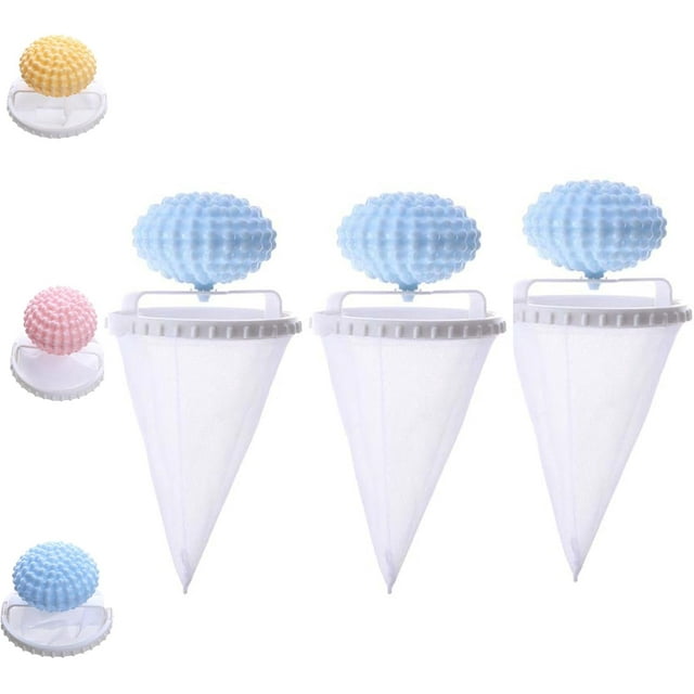 Vortexes Float Hair and Lint Catcher, 3pcs Washing Machine Hair Filter Mesh Bags, Floating Lint Catcher for Washing Machine, Hair Remover for Laundry,Removes Pet Fur from Clothes (Blue)