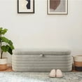 thumbnail image 1 of KOSSMAI Upholstered Tufted Strip Storage Bench Ottoman 45.5" For Living Room Bed Room Office Entry Gray, 1 of 9