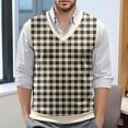 thumbnail image 2 of XIAOCHA Men's Knit Vest V Neck Plaid Print Sweater Warm Casual Office Top, 2 of 6