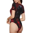 thumbnail image 2 of Rateoe Black Panther Red Background Printed Women Rash Guard Short Sleeve,Tummy control Swimsuit Surfing Swimsuit Bathing Suit Short-sleeved Onesie UPF 50+ -XX-Large, 2 of 7