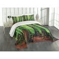 thumbnail image 3 of Woodland Bedspread Set, Redwood Trees Northwest Rain Forest Tropical Scenic Wild Nature Lush Branch, Decorative Quilted Coverlet Set with Pillow Shams Included, Green Redwood, by Ambesonne, 3 of 5