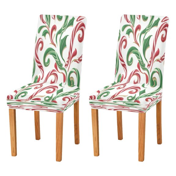 Chair Cover 2 Pack Removable Dining Chair Protectors Washable Chair Slipcovers Seat for Home Wedding Decor Red and Green Candy-cane