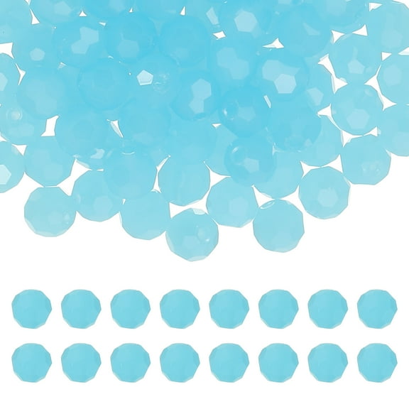 Uxcell 8mm Round Crystal Beads, 100 Pcs Glass Faceted Ball Beads Loose Spacer Bead for Jewelry Making Bracelet Necklace Earrings Wind Chimes Craft, Light Sky Blue