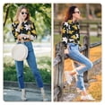 thumbnail image 7 of KLL Lilies Flowers Print Women's Long Sleeve Pajamas with Pants Sleepwear Loungewear 2 Set-Medium, 7 of 7