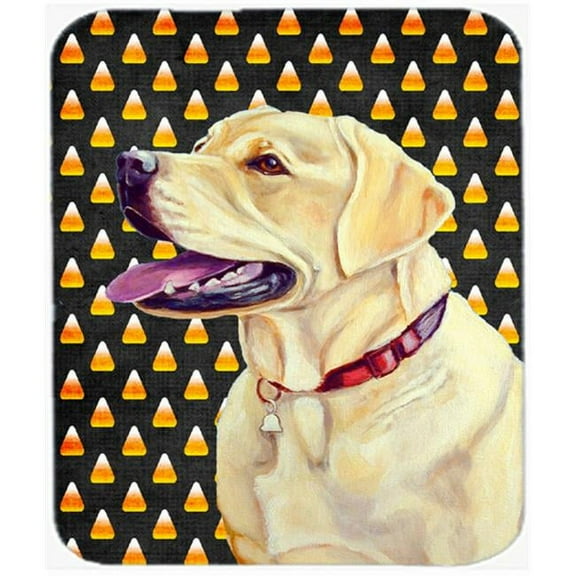 Labrador Yellow Candy Corn Halloween Portrait Mouse Pad, Hot Pad or Trivet