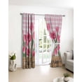thumbnail image 5 of Pink Tulip Flower Blackout Curtains for Bedroom Living Room, Hello Spring Floral Buffalo Plaid Wood 45 In Long Thermal Insulated Room Darkening Drapes Grommet Window Treatments, 52 x 45 In, 5 of 9