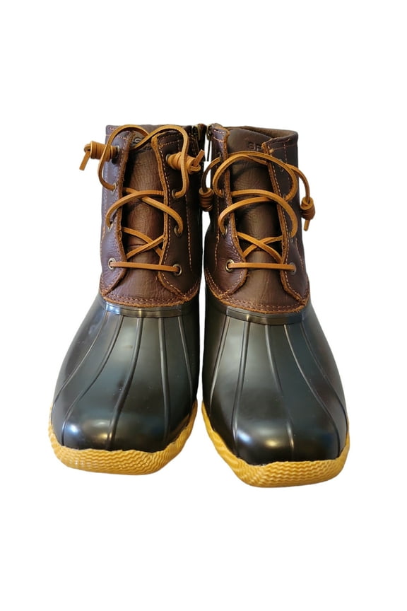 Women's All Weather Water Resistant Saltwater Duck Boots (Saltwater Tan/Dark Brown, 6.5)