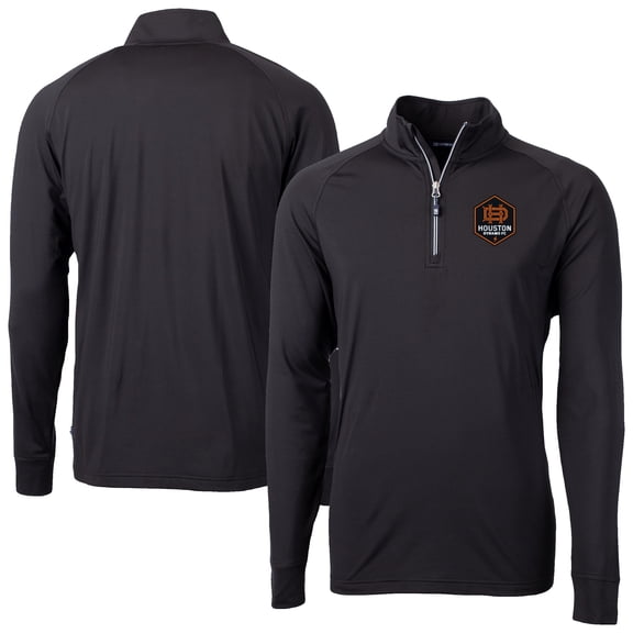 Men's-Cutter & Buck Black Houston Dynamo FC Big & Tall Adapt Eco Knit Stretch Recycled Quarter-Zip Pullover