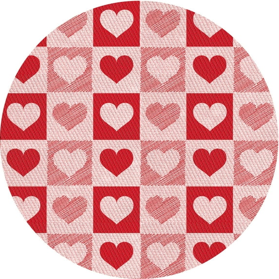 Ahgly Company Machine Washable Indoor Round Transitional Pink Area Rugs, 7' Round