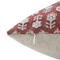 thumbnail image 5 of Fabdivine Block Print Throw Pillow Cover, 20x20 Inch Thick Linen Outdoor Cushion Cover, Floral Print Boho Design Maroon Pillow Cover for Sofa and Couch, 5 of 5