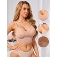 thumbnail image 3 of DARING DIVA Women's V Neck Wireless Adjustable Spaghetti Straps Padded Bras Medium Beige, 3 of 6