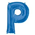 thumbnail image 1 of Ballon en Feuille de Forme P de 32 Po&44; Bleu, 1 of 1